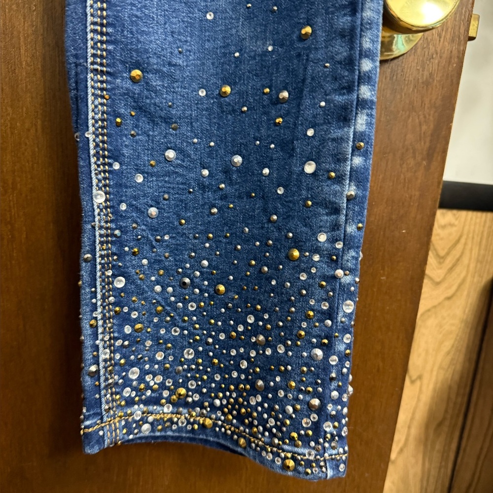 Blue Embellished Women's Jeans 10 - Picture 7 of 13